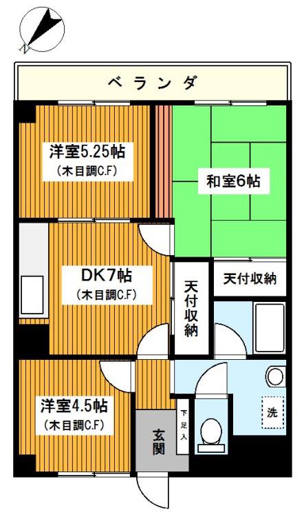 パシフィック横浜(3DK/6階)の間取り写真
