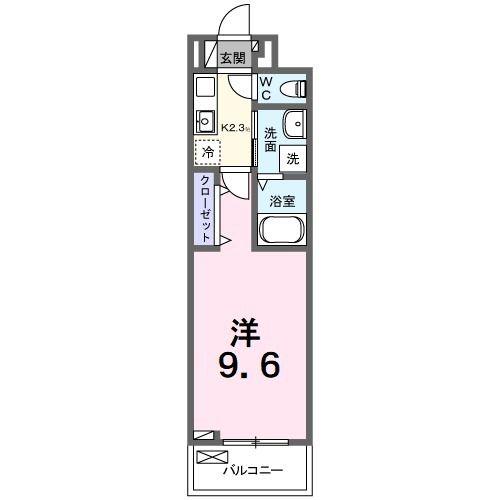 ライニーバ K(1K/2階)の間取り写真