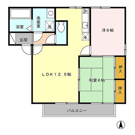 セジュールエクセレント(2LDK/2階)の間取り写真