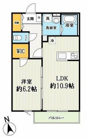 ベルソーデシャトンズ(1LDK/1階)の間取り写真