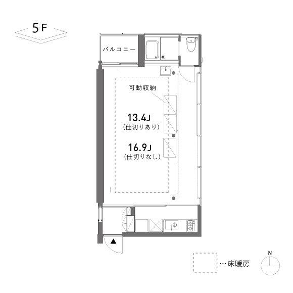 VAGUEヴァーグ(1K/5階)の間取り写真