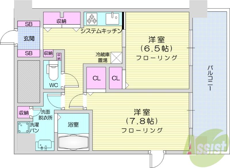 エクルベージュ(2K/2階)の間取り写真