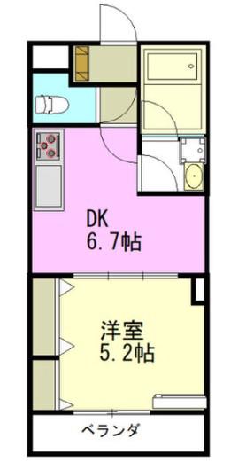 WINDOMII(1DK/2階)の間取り写真