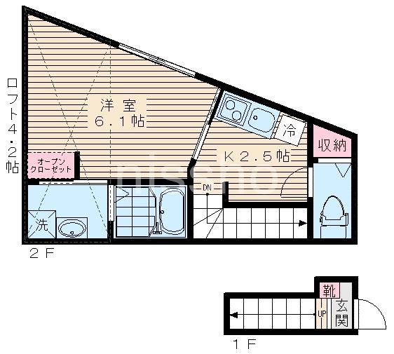 IVORY WAKAMIYA(1K/2階)の間取り写真