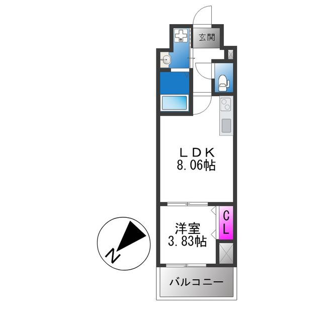 FREEDOM RESIDENCE堺寺地町(1LDK/13階)の間取り写真