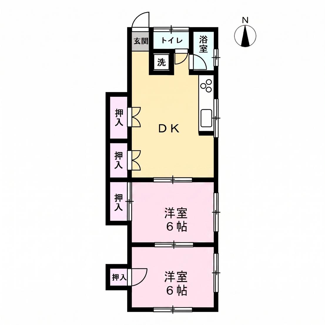 川崎ハイツ(2DK/2階)の間取り写真