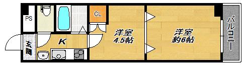 メゾネットフジ(2K/4階)の間取り写真