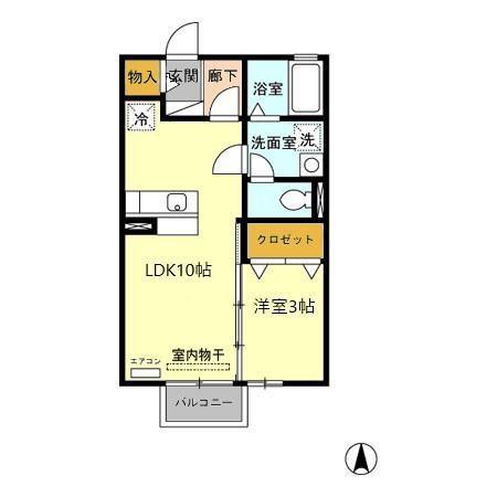 リビングタウンかじま台IIC(1LDK/2階)の間取り写真