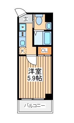 ヴィスタ川崎大師(1K/4階)の間取り写真