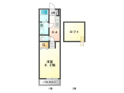 トップハウス寺家III(1K/2階)の間取り写真