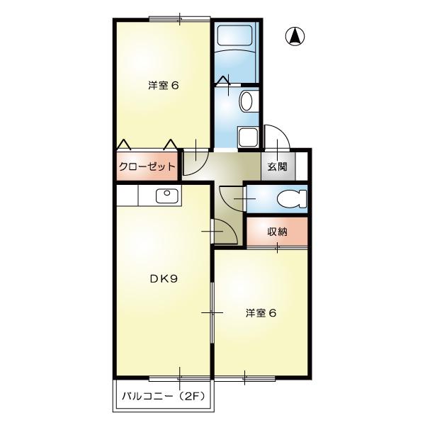 アーバンコートC(2DK/1階)の間取り写真