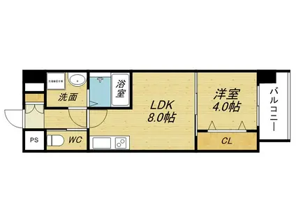 ライフステージ江坂南(1LDK/5階)の間取り写真