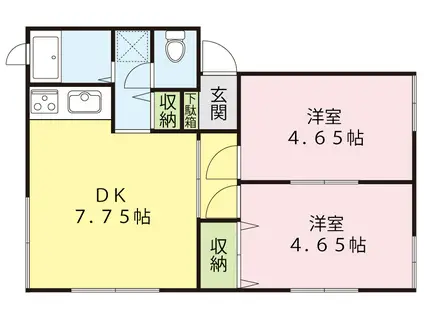 リバーハイツ神道寺(2DK/2階)の間取り写真