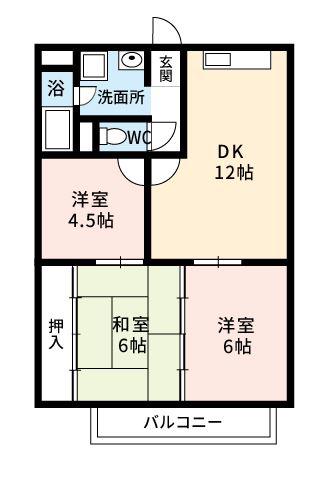 M-3マンション(3LDK/5階)の間取り写真