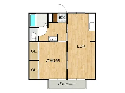 サンライズ中原(1LDK/2階)の間取り写真