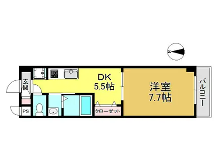 アーバン恒榮(1DK/3階)の間取り写真