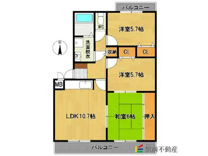 シャンティ(3LDK/3階)の間取り写真