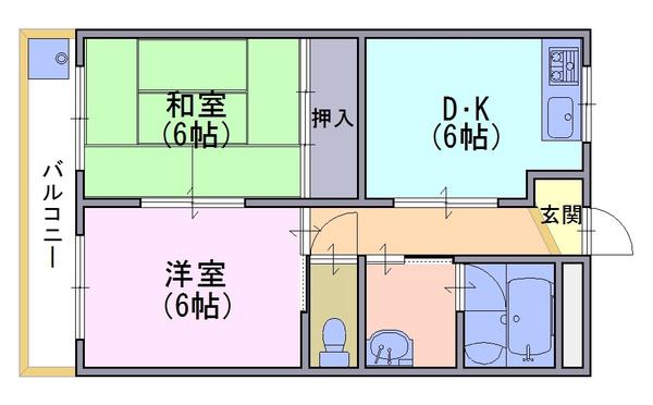 ハイツ山田(2DK/3階)の間取り写真