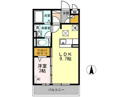 セジュール南大通(1LDK/1階)の間取り写真