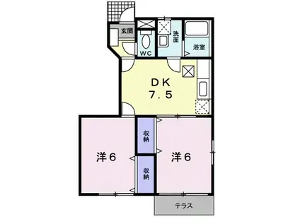シャルマンシャトーA(2DK/1階)の間取り写真