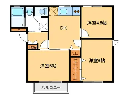 クレールハイツA(3DK/2階)の間取り写真