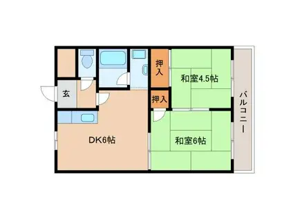 メゾン大和東生駒(2DK/3階)の間取り写真