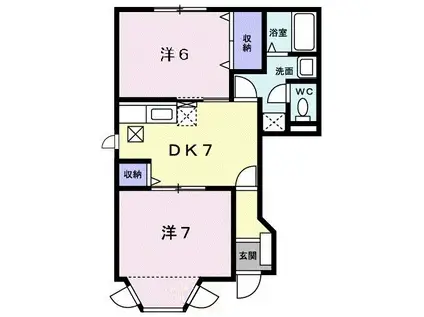 ミレニアムKAN I B棟(2DK/1階)の間取り写真
