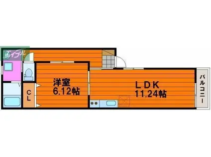 スクラム豊成(1LDK/1階)の間取り写真