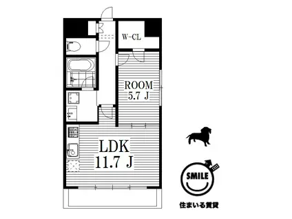 レジデンス悠海(1LDK/4階)の間取り写真