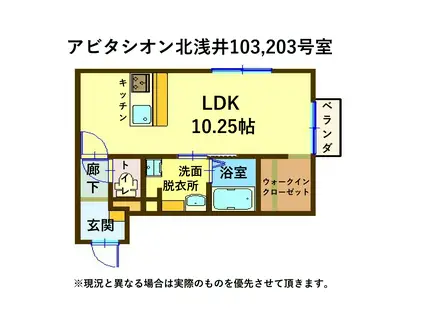 アビタシオン北浅井(ワンルーム/2階)の間取り写真