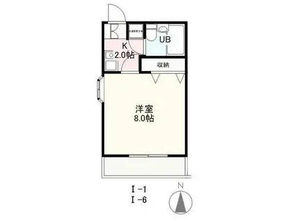 ヴィラ・アンソレイエ高松南I(1K/2階)の間取り写真