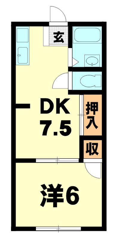 フジハイツ(1DK/1階)の間取り写真