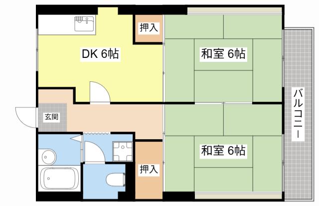 藤井ハイツ(2DK/2階)の間取り写真