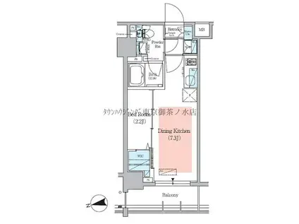 アーバネックス小石川春日(1DK/6階)の間取り写真