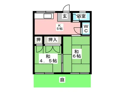 田中コーポ(2K/1階)の間取り写真
