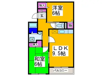 メゾン深井(2LDK/3階)の間取り写真