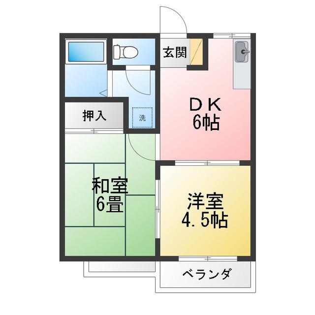 グリーンコーポ(2DK/1階)の間取り写真