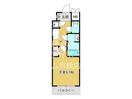 レジュールアッシュ京橋クロス(1K/5階)の間取り写真