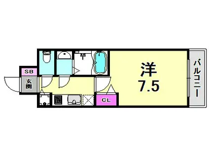 サムティ神戸BENIR(1K/12階)の間取り写真