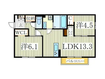 ロイヤルマイン(2LDK/1階)の間取り写真