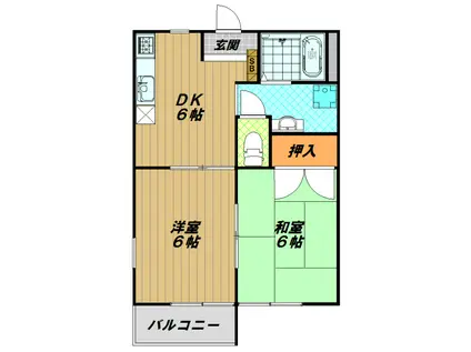 メゾン桜木B棟(2DK/1階)の間取り写真