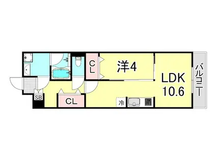 シティゼット西宮(1LDK/1階)の間取り写真