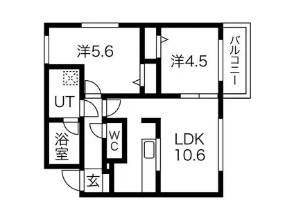 メニーズコート新道東(2LDK/4階)の間取り写真