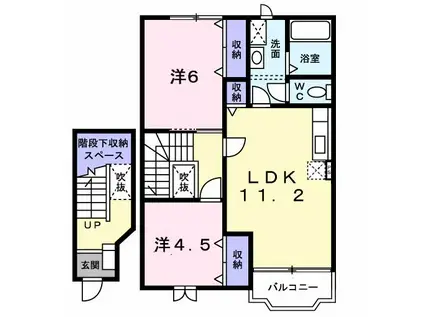 エルムD(2LDK/2階)の間取り写真