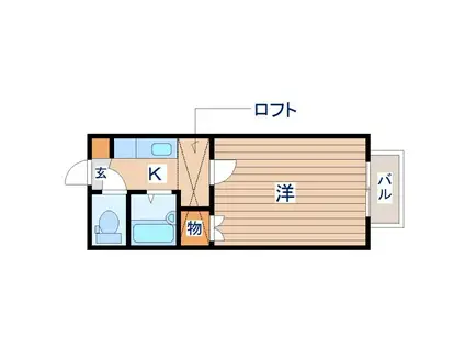 ピーセスコート(1K/1階)の間取り写真