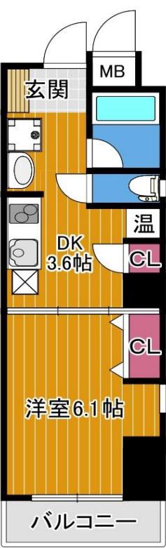 オルフェアIII番館(1K/6階)の間取り写真
