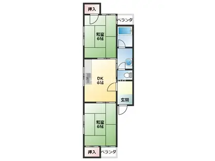 雄ノ湊ハイツ(2DK/3階)の間取り写真