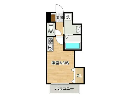  エンゼルコート清水II(ワンルーム/1階)の間取り写真