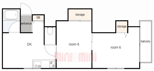 新光マンション(2DK/4階)の間取り写真