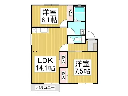 フレグランス日詰 B棟(2LDK/2階)の間取り写真
